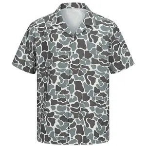 Men's Duck Hunting Camo Hawaiian Shirt - Summer Casual Button-Up, Tropical Hunting Wear, Group Vacation Outfits, Gift for Hunter, S-5XL