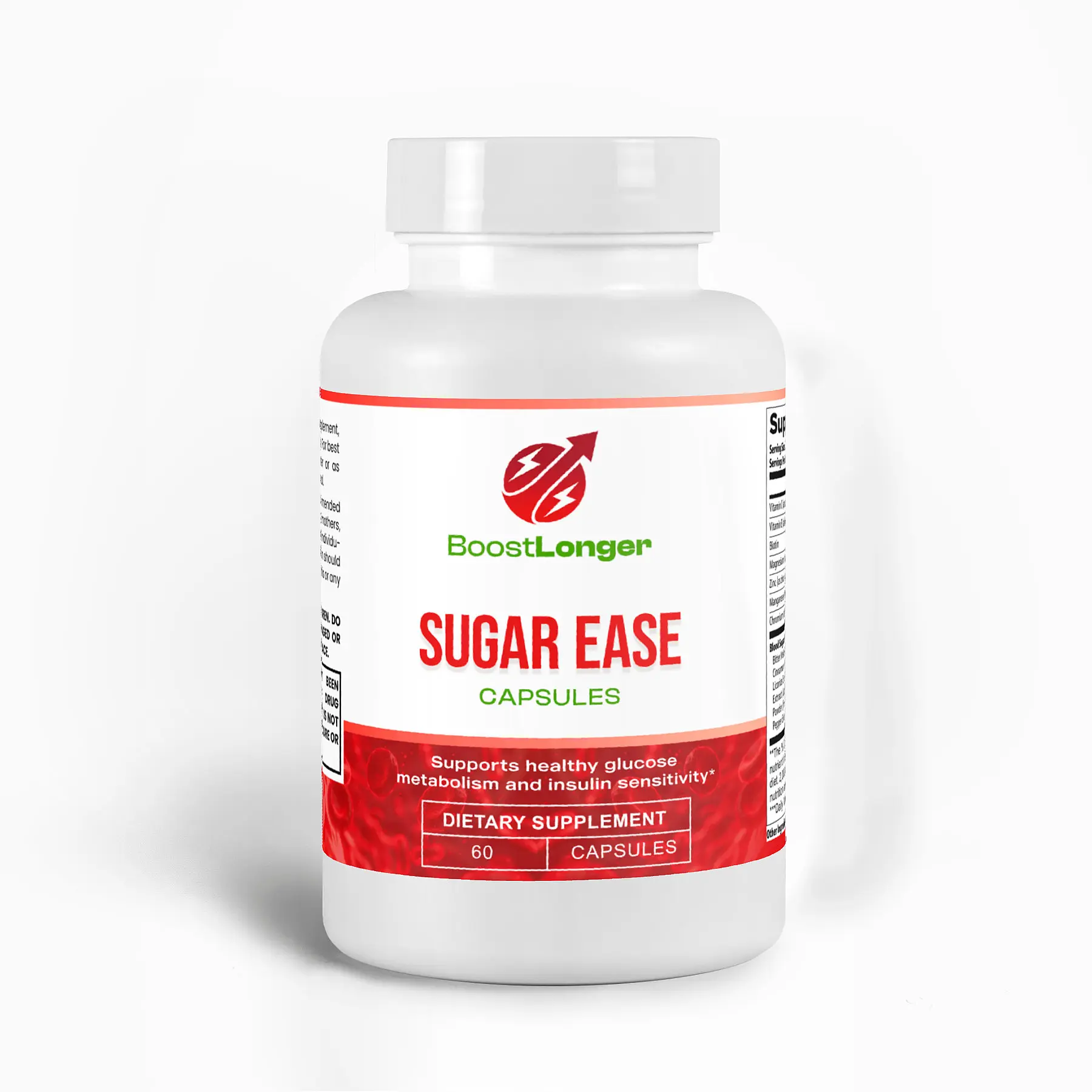 BoostLonger Sugar Ease Capsules - Supports Healthy Glucose Levels, Dietary Supplement, Natural Ingredients