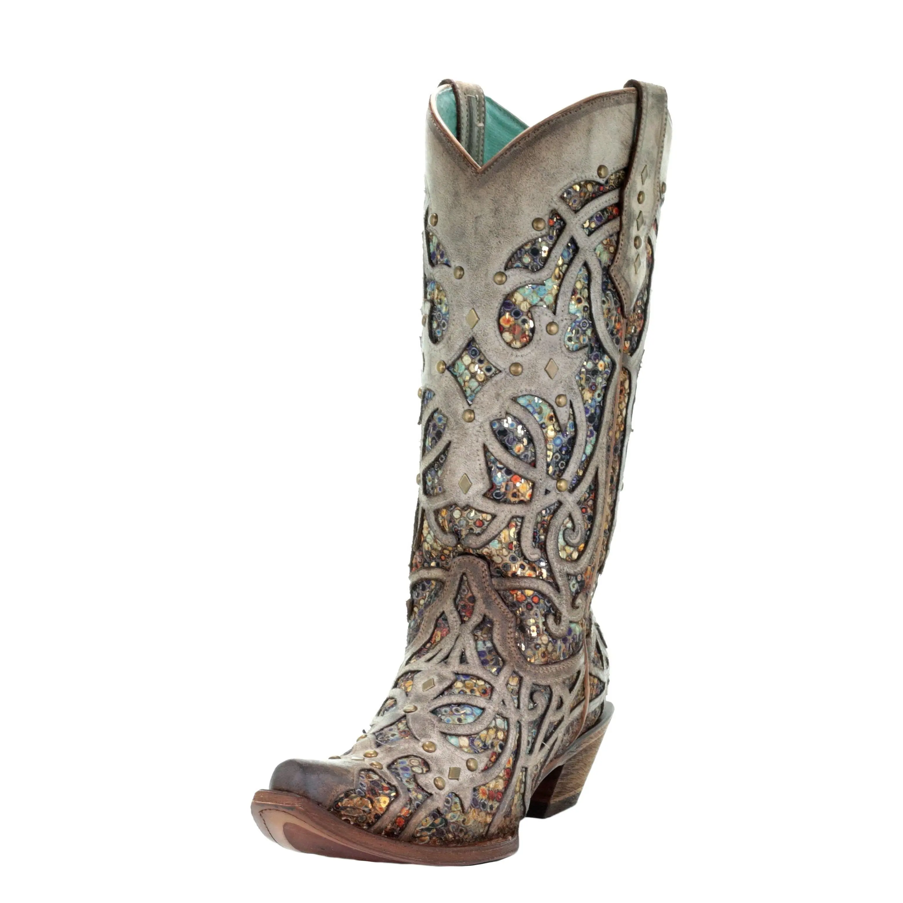 Corral Taupe Multicolor Inlay and Studs Boots