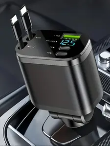 120W Fast Retractable Car Charger with 2 USB Type C Cables Plug Battery Free Car Charging Solution Compact Charger Retractable Cable Fast Charging for Vehicles Green Plastigage Measuring Tool Quick Charge PD Compatible iPhone Android Tablet Travel
