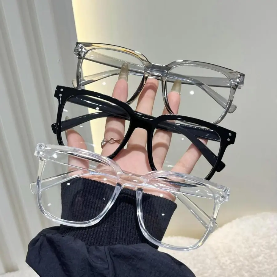 3PCS Unisex Square Frame Blue Light Blocking Glasses, Lightweight Face-Flattering Optical Eyewear, Anti-Blue Light Eye Protection for Office & Gaming, Trendy Casual Vintage Vision Correction Frames, Blue Light Glasses