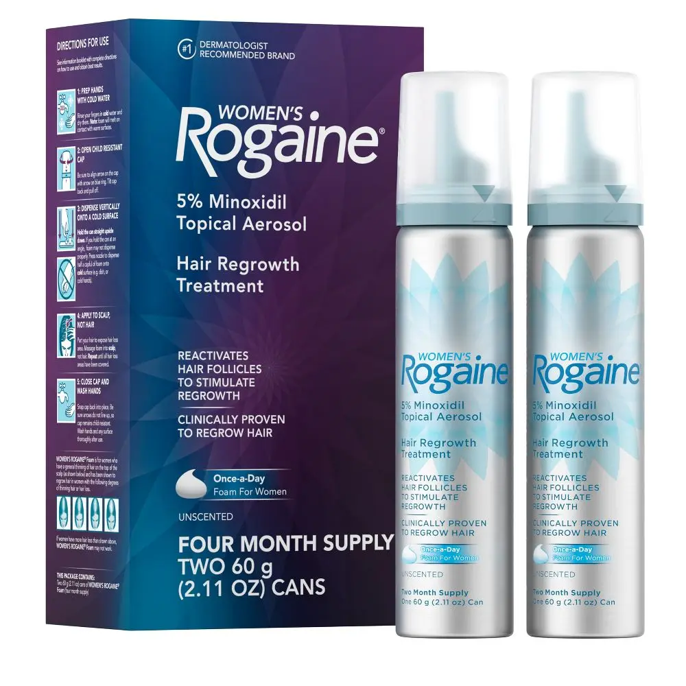 Women's Rogaine 5% Minoxidil Foam for Hair Thinning and Loss Topical Treatment