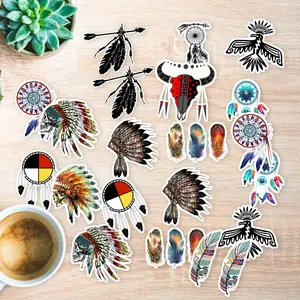 Stickers Pack 20 Pcs Native Car American Bumper Guitar Water Indian Waterproof Bike Aesthetic Feathers Luggage Bottle Laptop Skateboard Vinyl Colorful