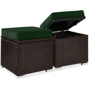 Best Choice Products Set of 2 Wicker Ottomans, Multipurpose Furniture w/ Removable Cushions, Steel Frame