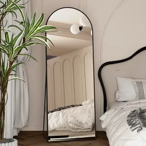 Full Length Mirror Arch Floor Mirror on Stand Arched Mirror Full Body Mirror Black Standing 64"x21" Full Size Standing Mirror for Bedroom Living room
