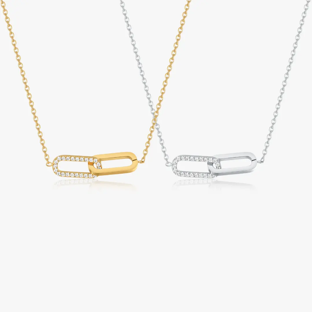 Pave Intertwined Links Necklace