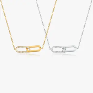 Pave Intertwined Links Necklace