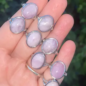 Kunzite Adjustable Ring Kunzite Silver Plated Ring