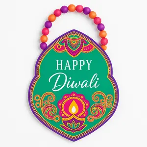 "Happy Diwali" Beaded Hanging Sign Decoration