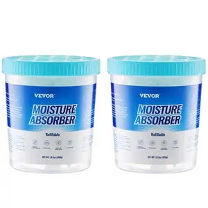 Moisture Absorber Bucket, 2 Packs 16.2 oz Hi-Capacity Moisture Absorber Bucket with 800ml Storage Area & Reusable Outer Bucket for Long-Term Use, Fragrance Free Moisture Absorber for Fresher Air
