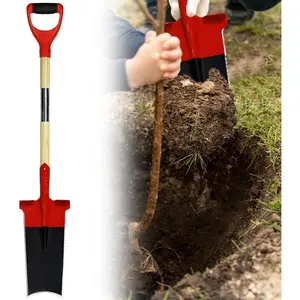 Spade Garden Shovel,Steel Square Flat Spade Shovels for Digging with D Handle,Heavy Duty Trenching Shovel for Gardening Digging and Lawn Edging,Root Tool with Serrated Edges-.2 Inches
