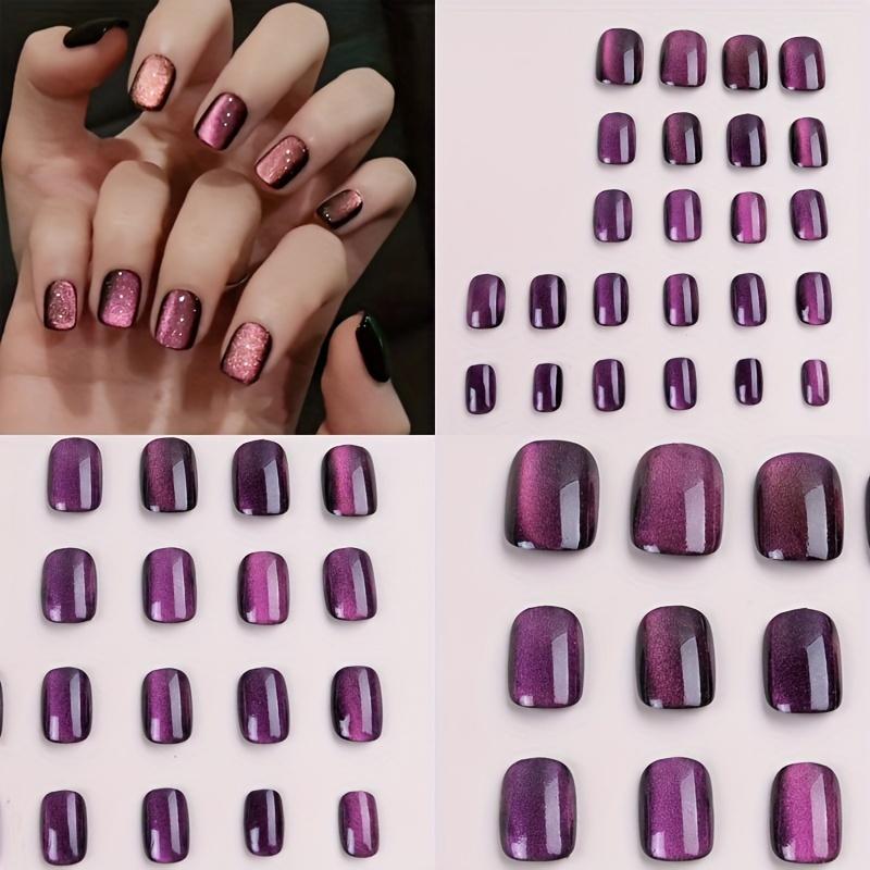 96 nail patches (4 boxes) gradient blending smooth short square full coverage fake nails reusable fake nails perfect for daily gatherings, holidays, parties, Valentine's Day, Mother's Day gifts