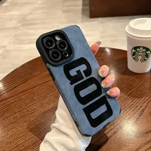 The minimalist God pattern phone case is made of TPU and leather with a delicate touch that is skin friendly like velvet suitable for Apple 17 16 15 14 13 12 11 Pro Max Plus X XS Max