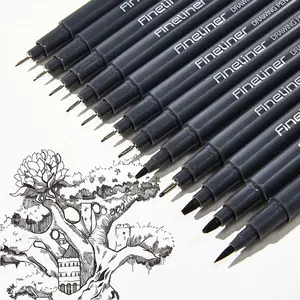 12pcs Needle Painting Pens, Fine Line, Fine Line Precision, 0.2mm-Brass Nibs, Large Capacity Waterproof Ink, Sketching, Outlining, Calligraphy, Comics, Hand Drawing, Art Drawing Supplies