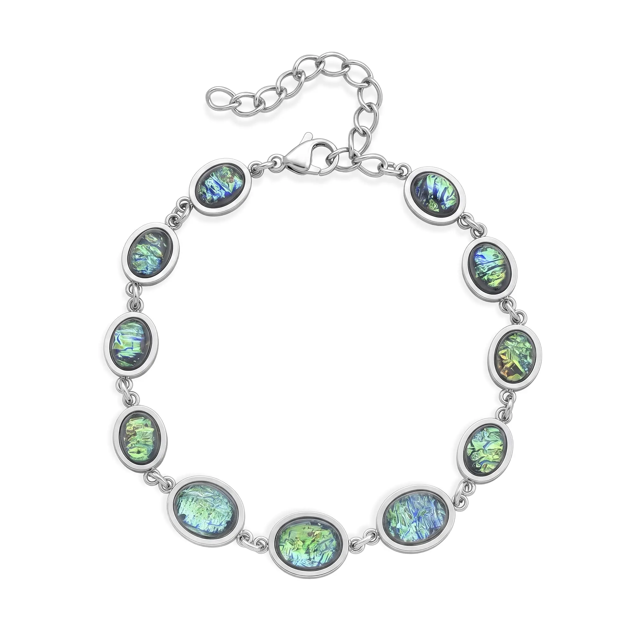 Multi Color Resin Bracelet in Stainless Steel (7.50-9.5In)