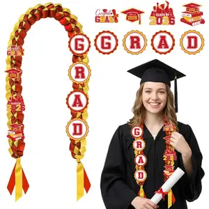 2026 Red Gold Graduation Leis Decorations with Pins, Class of 2026 Grad Embroidery Patches Party Supplies for High School College Graduation tiktokshopspringglowup,summervibes