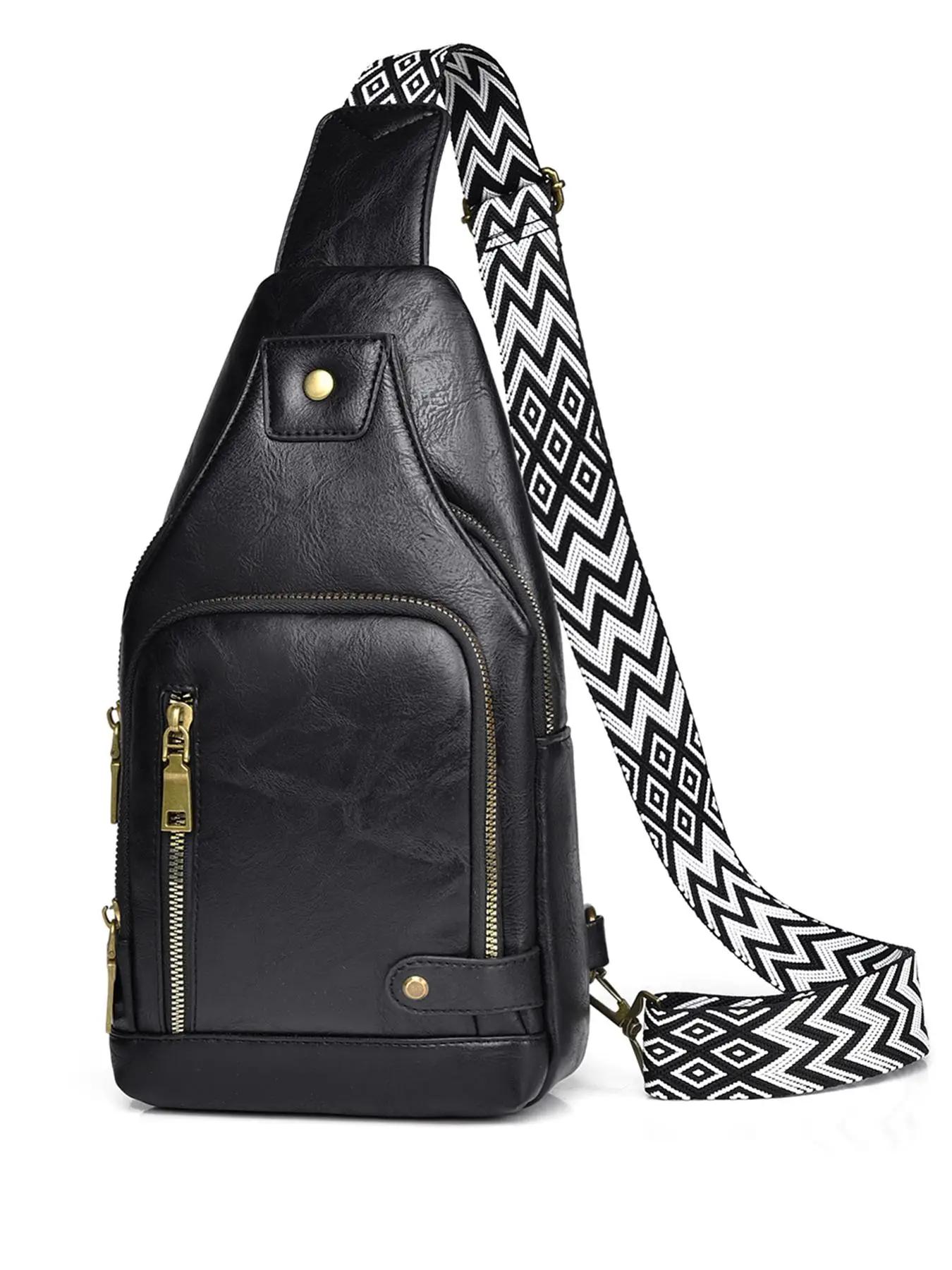 Women's Plain Pu Zipper Belt Bag with Earphone Hole, Walking Embryo Bags Fall 2025 New Trendy Fanny Pack, Multipurpose Chest Bag with Adjustable Str