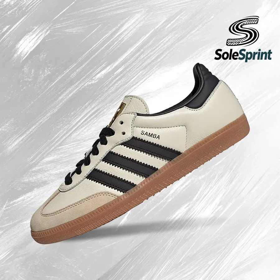 Adidas Samba OG Women's Retro Casual Streetwear Sneakers in Cream White Sand Strata, Shock-Absorbing Comfort (ID0478), All Day Sneakers, Athletic Casual Sneakers