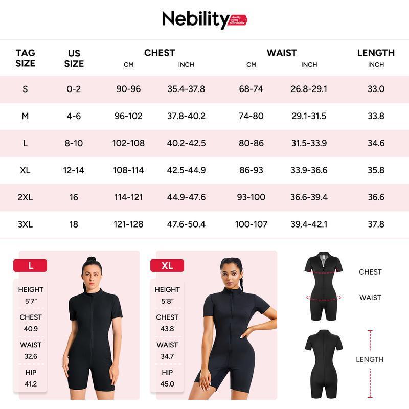 Nebility Women's Full Body Sauna Suit Long-Sleeved Jumpsuit with Waist Trainers for Sweating Profusely - Stylish Activewear & Sports Outfits Workout Gym Clothing Workout Apparel