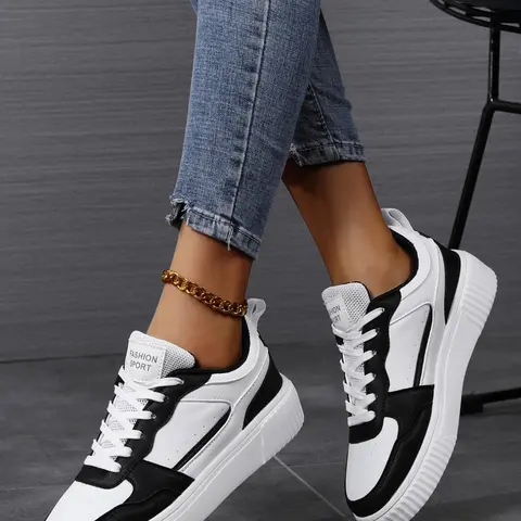 Women's Fashionable Lace Up Platform Sneakers, Casual Comfortable Breathable Sports Shoes, Stylish Sneakers, Female All-match Round Toe Chunky Sneakers for Daily Wear, Thick Soled Sneakers, Sneakers Trainer Shoes, Fashionable Versatile Sneakers
