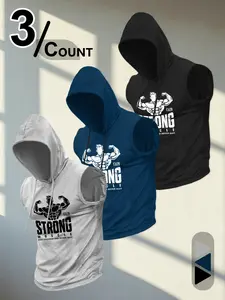 3-Pack STRONG Muscle Sleeveless Hoodies | Gym & Daily Hardcore Vibe 🏋️‍♂️💥3-COUNT