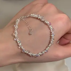 Fantasy Colored Beads Small Bulb Broken Silver Bracelet Women's Light Luxury Niche Design High-end Elegant All-match Bracelet