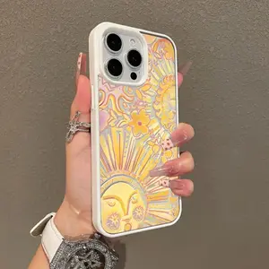 Magnetic Cellphone Casing - Trendy Yellow Artistic Pattern, Shockproof, Lightweight Silicone Protection for Popular Handheld Devices | Mobile Phone Accessories