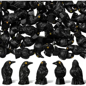150 Pcs Halloween Miniature Crows Decor Mini Resin Crows Figures Black Raven Figurines Tiny Resin Animals for Halloween Scene Micro Landscape Spooky Party Table Decor