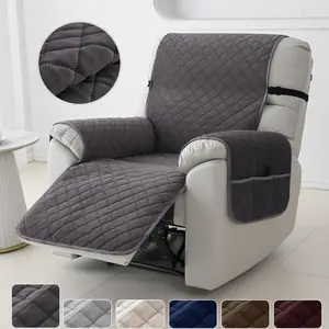 Velvet Recliner Cover, Chair Non-Slip Recliner Slipcovers , Reversible Recliner Sofa Cover for Living Room, Furniture Protective Cover