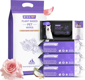 【DealsForYouDays】HICC PET Dog & Cat Wet Grooming Wipes, Plant-Based Gentle Rose-Scented Moisturizing Wipes, Biodegradable Deodorizing Nourishing Paws Cleaner for Sensitive Family Pets,#SummerVibes