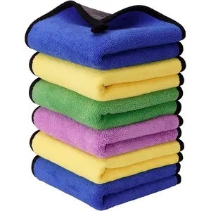 ZIBELL Microfiber Car Cleaning Cloths, 30x40 cm, 800 GSM, Pack of 6, Assorted, Multicolor, Ultra Plush Dual-Sided for Auto Detailing