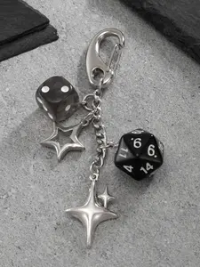 Dice and Ball Design Keychain, Fashionable Cute Alloy Car Key Ring, Bag Decoration Accessory, Unisex Stylish Key Holder, Trendy Cute Keychain