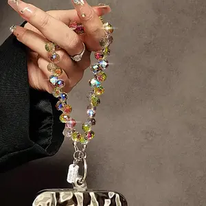Multi-color Artificial Crystal Beaded Phone Chain, Fashionable Phone Decorative Lanyard, Phone Strap for Women & Girls, Mobile Phone Decoration Accessories