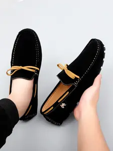 Men's Casual Solid Color PU Leather Loafers, Fashionable Slip-on Flat Shoes for Daily Wear, Lightweight Breathable Comfortable Shoes for Outdoor, Boy