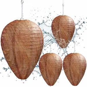 4 Pack Paper Fake Wasp Nest Decoy Hanging, Fake Hornet Nest Decoy Carpenter Bee Deterrent, Wasps Trap Wasp Deterrent Outdoor Yellow Jacket Carpenter Bee Traps for Outsides Garden Patio