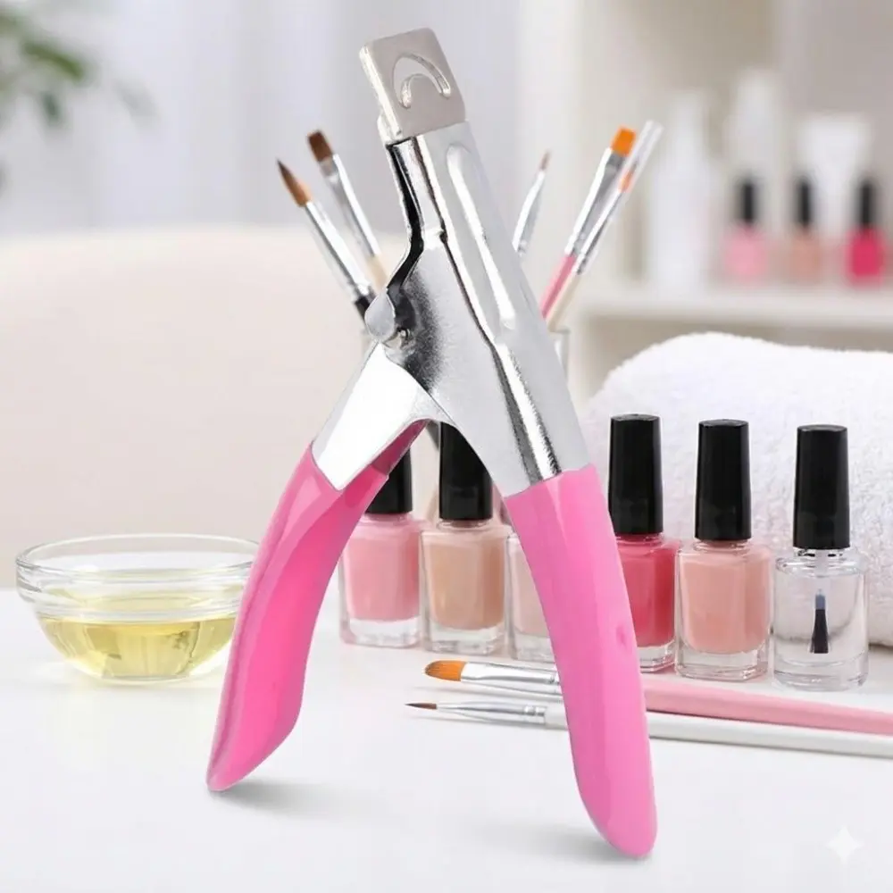 Professional U-Shape Nail Clipper for Acrylic & Gel Nails | Anti-Chip Smooth Cut, Salon-Grade Precision Grip | Rust-Resistant Alloy, Ergonomic Handle with Safety Rounded Blade | Portable Case, Multi-Size Durable Trimmer for Artificial Nails