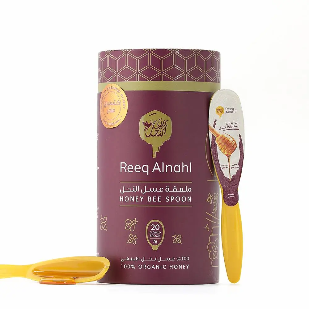 Reeq Alnahl Premium Natural Honey Spoons - 20x7g, Sweet Flavor, Ambient, Free of Any Additives, Chemical Free, Staples & Cooking Essential