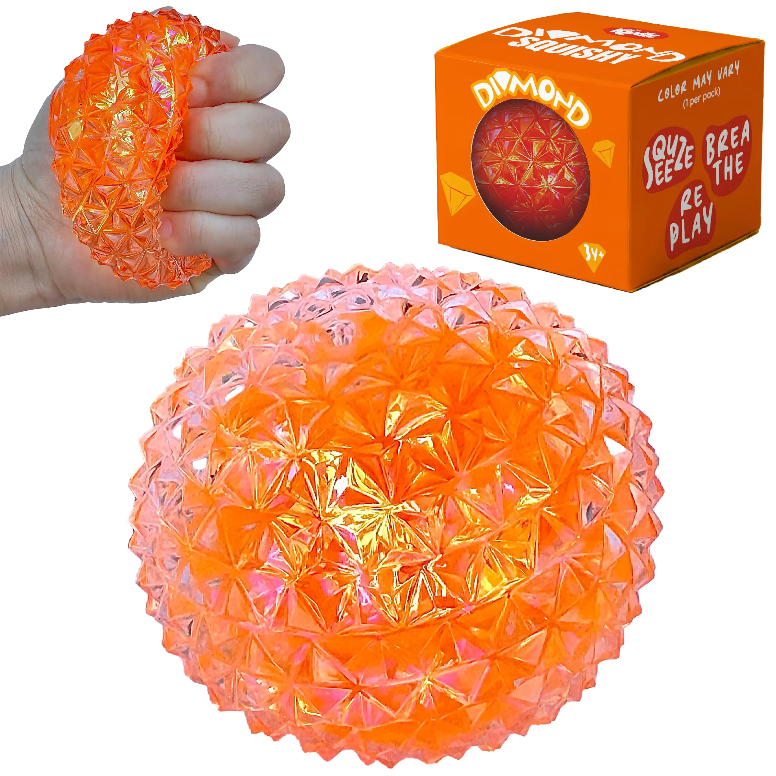 Premium Diamond Stress Ball, Odor-Free Slow Rise Cool Sensory Squishy Nice Squeeze Fidget Cute Toy - Easy to Clean - Durable - Gift-Ready - Children Safety Certificate & ASTM Certified 3+