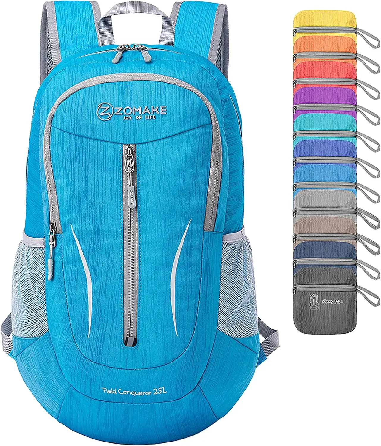 ZOMAKE 25L Lightweight Packable Backpack, Foldable Daypack(Light Blue)