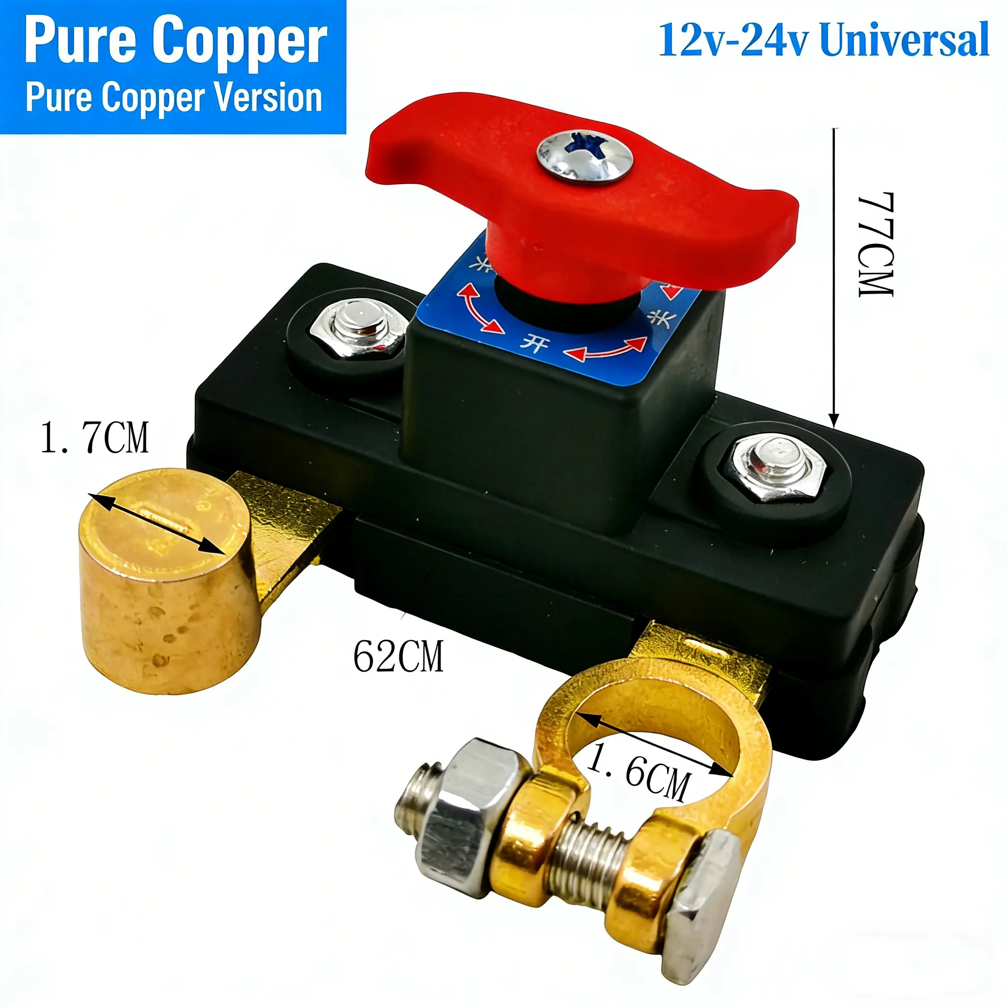 Heavy Duty Car Battery Disconnect Switch – Pure Copper Battery Kill Switch Terminal Clamp | Anti-Leakage Power Cut-Off Protector, Prevent Battery Drain for Cars, Trucks, RV, Marine | Quick Install