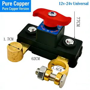 Heavy Duty Car Battery Disconnect Switch – Pure Copper Battery Kill Switch Terminal Clamp | Anti-Leakage Power Cut-Off Protector, Prevent Battery Drain for Cars, Trucks, RV, Marine | Quick Install
