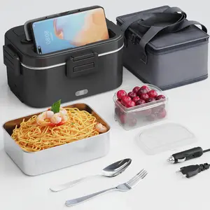Nifogo Portable Electric Food Warmer 1.5L/1.8L Leak-Proof Lunch Box 110V/12V/24V for Car Home Compact Versatile with Tableware & Bag