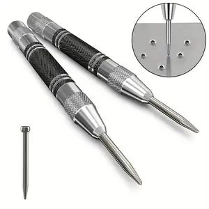 Automatic center punch, Construction tools, 5 inch heavy duty steel spring center punch, with adjustable tension punch tool, suitable for metal, wood, glass, plastic and DIY enthusiasts