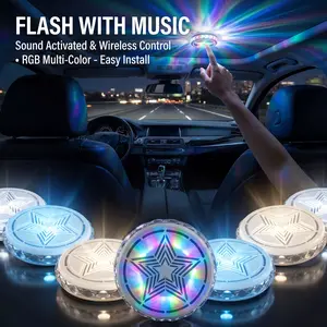 LED Atmosphere Lights for Cars - 16 Color Interior Lighting Kit with Magnetic Base Easy Install for All Cars Family Night Light Car Ceiling Decorative Reading Lights Voice Activated fathersdaygift-MM