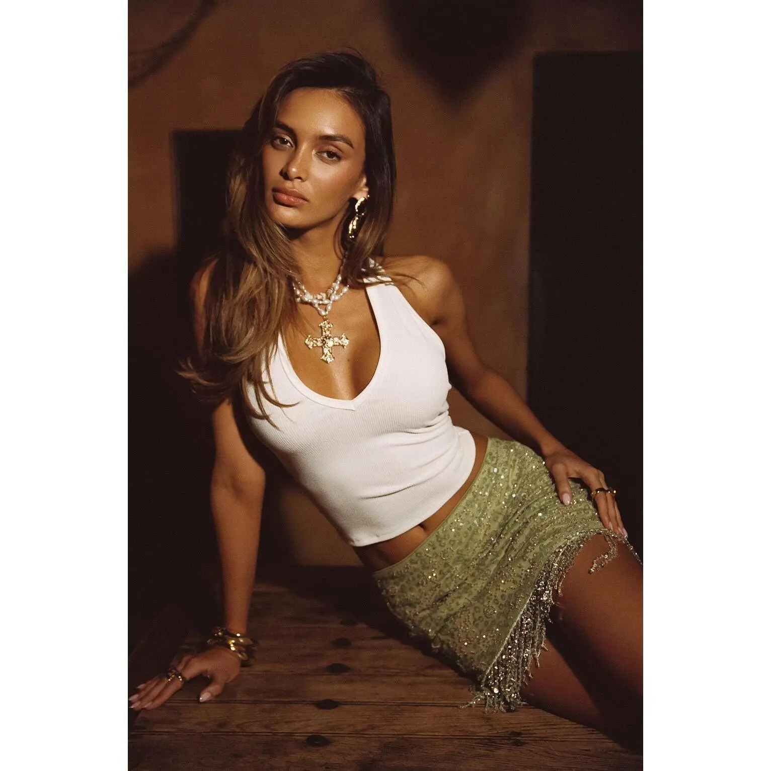 Emily White Ribbed Halter Top