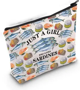 Sardines Makeup Bag Tinned Fish Lover Ocean Sea Food Sardines Accessories Stuff Cosmetic Bag (LOVES SARDINES)