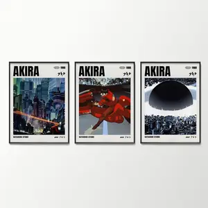 Akira Poster Set of 3 Iconic Scenes Anime Art Vintage 80s Manga Print Room Decor Digital Download Minimalist Print Katsuhiro Otomo Wall Art