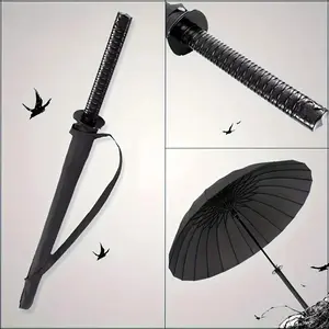 DKD Easter Special Samurai Umbrella – Windproof 24-Rib Semi-Automatic Metal Parasol, Fun Novelty Gift for Cosplay Fans, Friends & Party-Goers, Unique Easter Accessory for Rainy and Spring Days