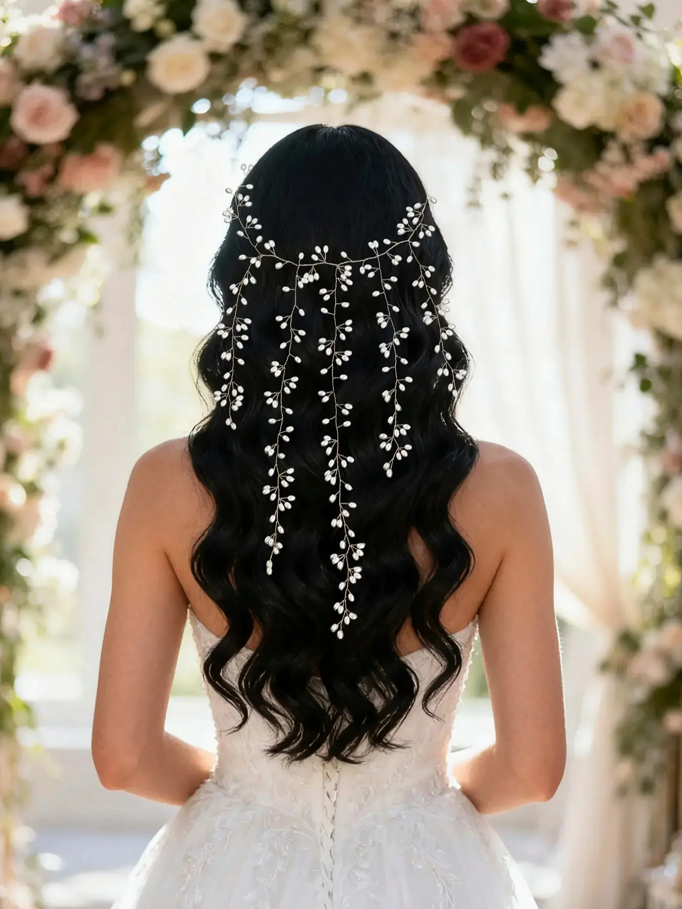 Handmade Hair Accessories with Artificial Pearls, Bridal Boho Flower Crown Headband, Forest Wedding Bride Decoration, Unique Party Headpiece