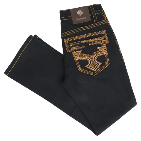 Centenario x El General Men's Blue Rinse Denim with Gold Embroidered Details 45313
